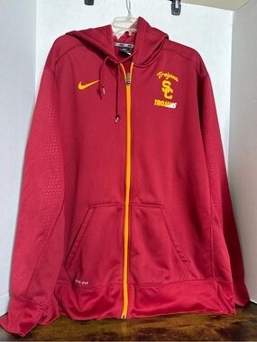Nike USC Trojans Full Zip Hoodie Mens 3XL  Red Sweatshirt Therma-Fit EUC